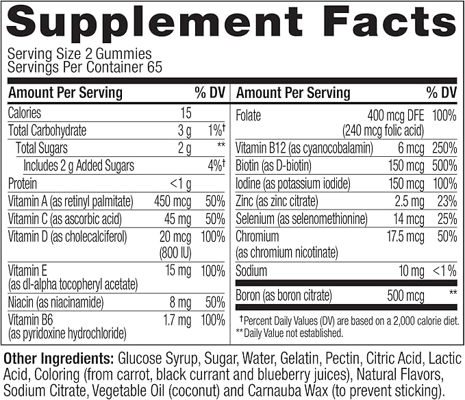 OLLY Women's Daily Multivitamin Gummy, Vitamins A, D, C, E, Biotin, Folic Acid, Adult Chewable Vitamin, Berry Flavor, 65 Day Supply - 130 Count