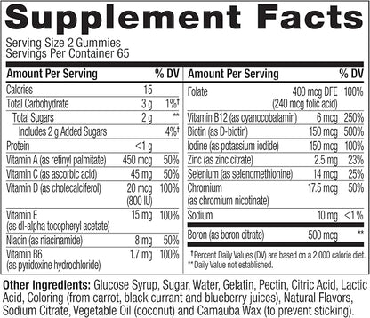 OLLY Women's Daily Multivitamin Gummy, Vitamins A, D, C, E, Biotin, Folic Acid, Adult Chewable Vitamin, Berry Flavor, 65 Day Supply - 130 Count