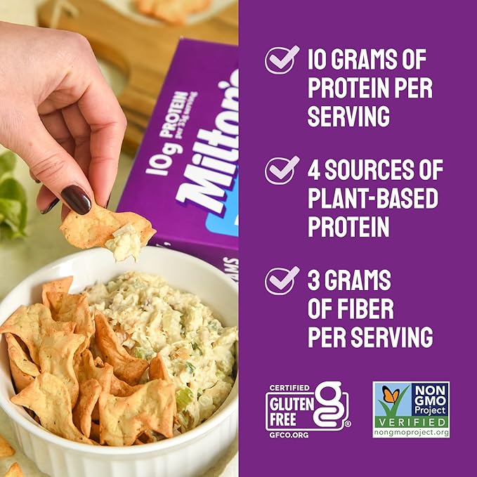 Milton's Protein Crackers, Crispy Sea Salt - 10g of Plant-Based Protein Per Serving, Gluten Free, Non-GMO Project Verified, Vegetarian-Friendly, Zero Grams Added Sugar Per Serving, 4.25 Oz, Pack of 2