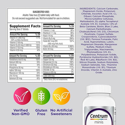 Centrum Minis Silver Women's Multivitamin for Women 50 Plus, Multimineral Supplement with Vitamin D3, B Vitamins, Non-GMO Ingredients, Supports Memory and Cognition in Older Adults - 280 Ct