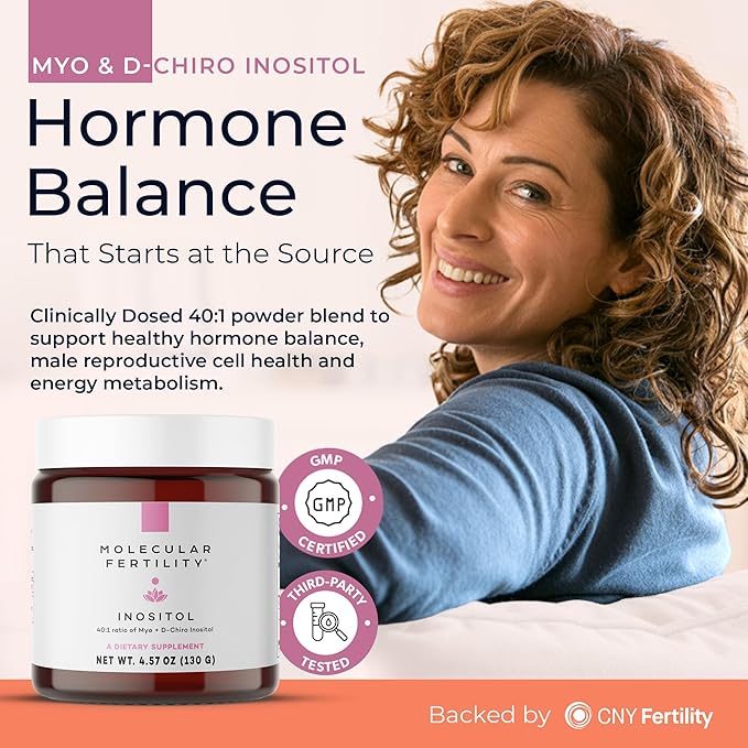 Myo-Inositol & D-Chiro Inositol Powder - Fertility Supplement for Women & Men - 40:1 Ratio, Hormone Balance, Reproductive Support, Glucose Metabolism - Unflavored - 30 Day Supply