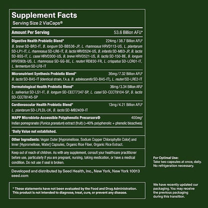 Seed DS-01 Daily Synbiotic - Prebiotic and Probiotic for Women & Men - Digestive Health, Gut Health, Immune Support, Bloating & Constipation Relief - Vegan & Shelf-Stable - 60-Day Refill (120ct)
