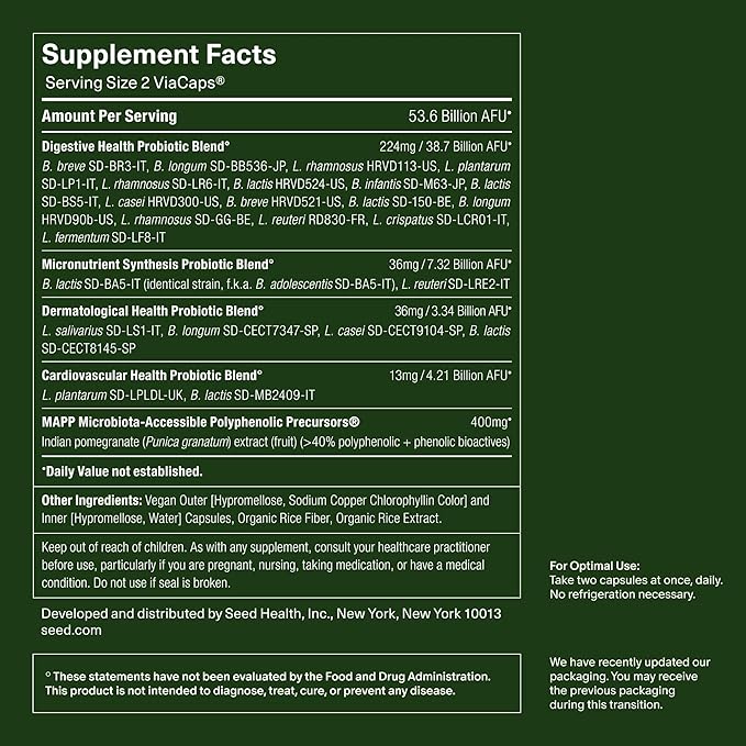 Seed DS-01 Daily Synbiotic - Prebiotic and Probiotic for Women & Men - Digestive Health, Gut Health, Immune Support, Bloating & Constipation Relief - Vegan & Shelf-Stable - 30-Day Refill (60ct)