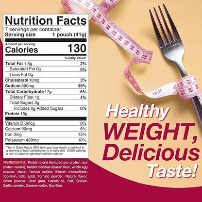 ProtiDIET High Protein Spaghettini Bolognese with Soy Chunks Sauce Mix, Low Fat, Low Sugar, Quick and Easy-to-Prepare Microwavable Protein Pasta to Support an Active Lifestyle -7 Pouches Per Box