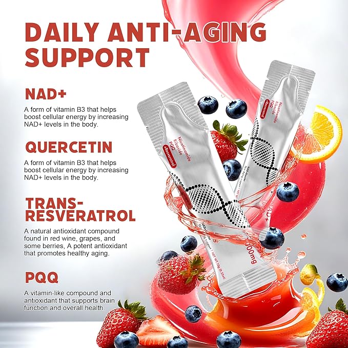 Liquid Supplement 1000mg, High-Potency Formula with Nicotinamide Riboside, Resveratrol & PQQ – Supports Cellular Energy, Focus & Healthy Aging, 1 Pack