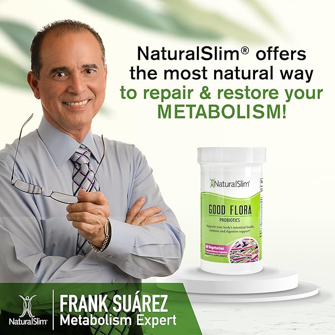 NaturalSlim Good Flora, Probiotics for Women & Men - Gut Health Supplements with 7 Powerful Strains for De-Bloating & Vitality - Probiotics for Digestive Health, 60 Vegetarian Capsules, 3 Pack