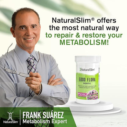 NaturalSlim Good Flora, Probiotics for Women & Men - Gut Health Supplements with 7 Powerful Strains for De-Bloating & Vitality - Probiotics for Digestive Health, 60 Vegetarian Capsules, 3 Pack