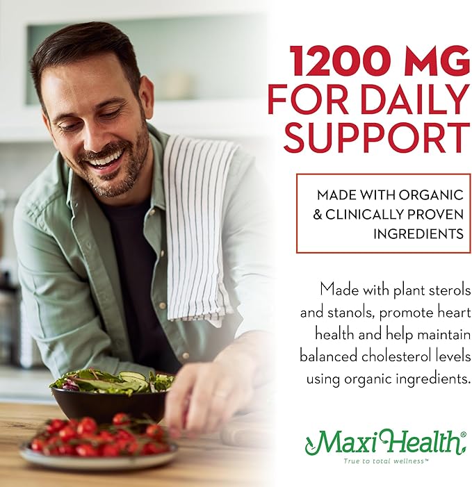Maxi Health Cholesterol Gummies for Adults – 1200mg Plant Sterols and Stanols Supplements – Kosher and Gluten Free Healthy Cholesterol Supplements – Orange Flavor Gummies (30 Count)