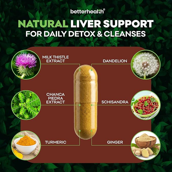 Liver Cleanse Detox & Repair Supplement with Milk Thistle, Dandelion Root & Artichoke Extract – Herbal Liver Support & Daily Detox Capsules for Men & Women, Vegan, 60 Count
