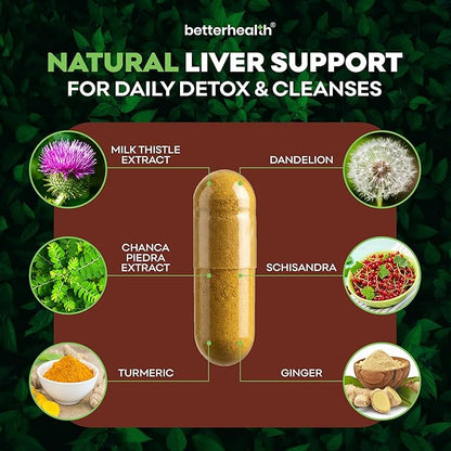 Liver Cleanse Detox & Repair Supplement with Milk Thistle, Dandelion Root & Artichoke Extract – Herbal Liver Support & Daily Detox Capsules for Men & Women, Vegan, 60 Count