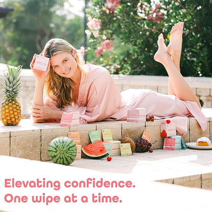 Sweetums Sample Size Feminine Wipes For Women, pH Balanced Biodegradable Flavored Intimate Wipes - Pack of 24