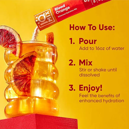 IQMIX Hydration Electrolyte Powder – 4-in-1 Formula for Hydration, Mental Clarity, Mood and Recovery – Sugar-Free Drink Mix, Keto, Magnesium L-Threonate, Lion’s Mane – 20 Count Blood Orange