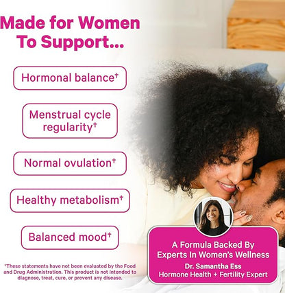 Pink Stork Myo-Inositol & D-Chiro Inositol: 3.6:1 Blend to Support Fertility, Hormone Balance for Women - Ovarian Function, Ovulation, Conception, and Period Support Supplement - 60 Capsules