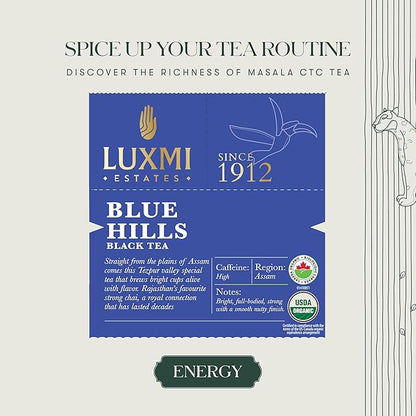 Luxmi Estates - Blue Hills black Tea, 50 Teabags, 100% biodigrable Teabags
