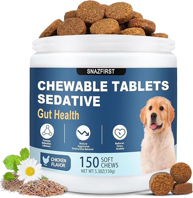 Calming Chews for Dogs Anxiety Relief, Dog Calming Chews-Anxiety and Stress Relief Treats Melatonin Bites Sleep Aid Calm Dog with Noise,Thunder,Barking,Separation(Chicken Flavor, 150 Chews)