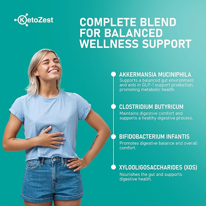GLP-1 Support Weight Loss Supplement - Prebiotic Probiotic GLP1 Support for Women Men - Natural Support with Akkermansia Muciniphila for Fat Burn Gut & Metabolic Health Support