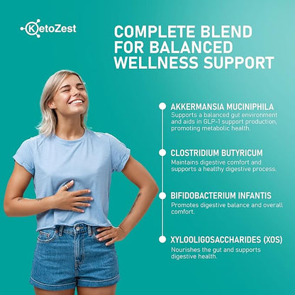 GLP-1 Support Weight Loss Supplement - Prebiotic Probiotic GLP1 Support for Women Men - Natural Support with Akkermansia Muciniphila for Fat Burn Gut & Metabolic Health Support