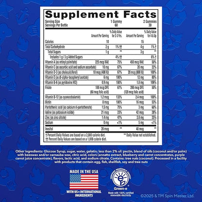 L’il Critters Paw Patrol Gummy Vites Daily Gummy Multivitamin for Kids, Vitamin C, D3 for Immune Support Cherry, Orange and Blueberry Flavors, 60 Gummies