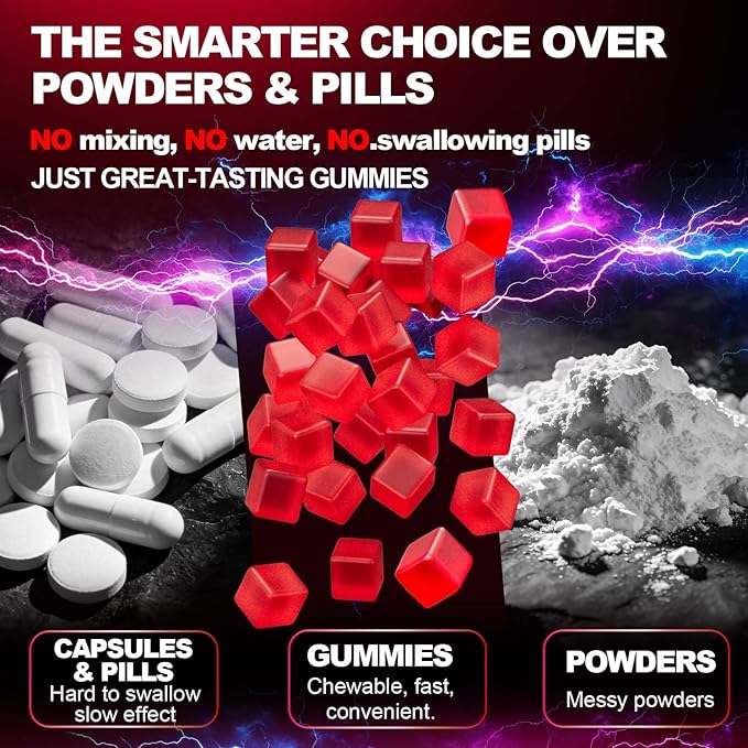 Creatine Monohydrate Gummies for Men & Women, 8500MG Creatine Gummies Sugar Free Strawberry Flavored with L-Taurine, BCAA 2:1, B12 B6 for Boost Strength, Focus & Endurance, Vegan, Non-GMO, 120pcs
