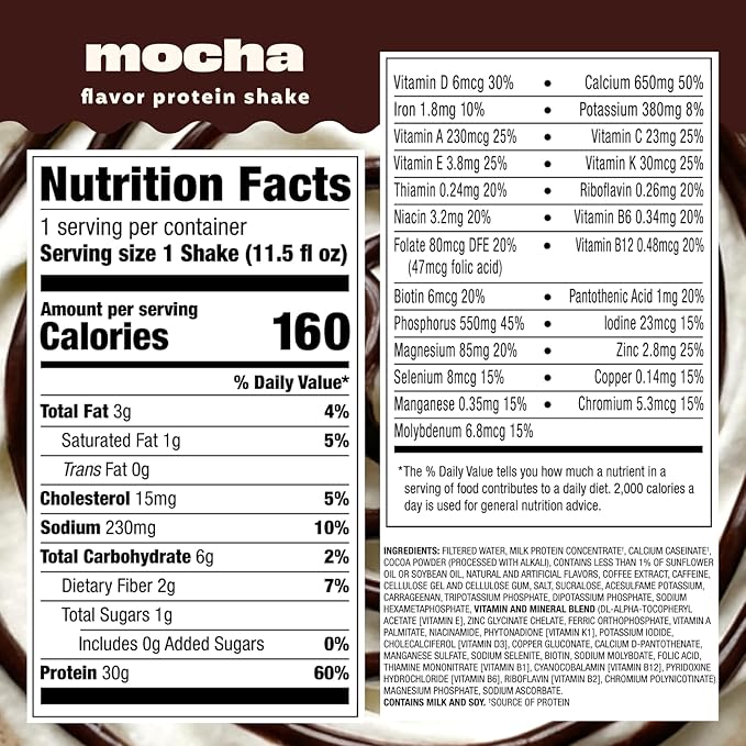 Premier Protein COFFEEHOUSE Mocha Protein Shake with Caffeine for Energy – 30g Protein, No Added Sugar, 24 Vitamins & Minerals, 11.5 fl oz, 12 Pack