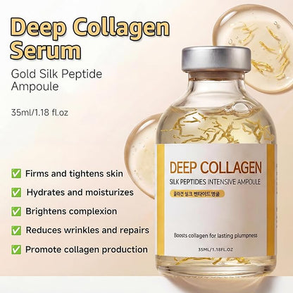 Deep Collagen Serum Silk Peptide Ampoule, Korean Anti Aging Serum for Face with Collagen & Peptide, Moisturizesmproves Elasticity (1.18 Fl.oz / 35ml)