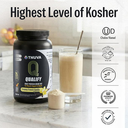 French Vanilla Protein Powder. 25g Protein Shake for Post Workout Recovery, Smoothie & Baking. Gluten & Sugar Free, Highly Kosher, Amino Acids (5.5g BCAA, 2.7g Leucine), 1.65lbs, 23 Servings