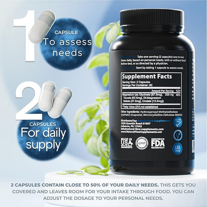 Natural Flow 4X Magnesium Supplement, Magnesium Glycinate, Taurate, Malate, Orotate Complex, Calm Sleep and Cramp Support Blend, No Mag Citrate or Oxide, 120 Capsules