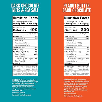 KIND Nut Bars, Dark Chocolate Nuts & Sea Salt, Peanut Butter Dark Chocolate, Gluten Free, Low Sugar, 6-7g Protein, 24 Count
