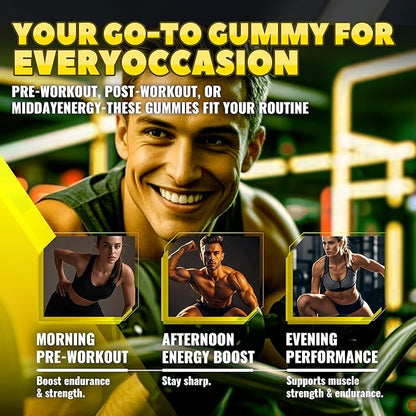 Creatine Monohydrate Gummies (5g) – Pre-Workout Energy & Muscle Growth Support for Men & Women | Pineapple Electrolyte Gummies (135 Count)