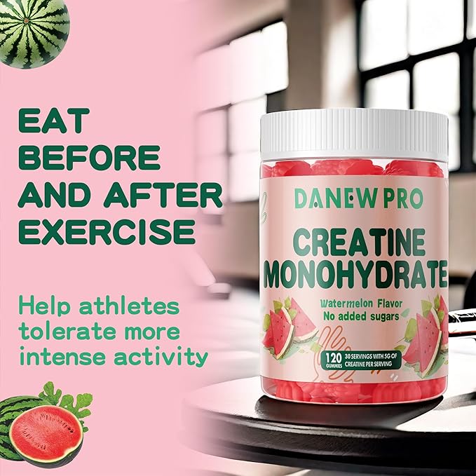 NSF Certified Creatine Gummy 5g - Creatine Monohydrate Gummies for Men & Women, Creatine Monohydrate for Muscle Strength, Muscle Builder, Energy Boost, Pre-Workout Supplement(120 Count)-Watermelon