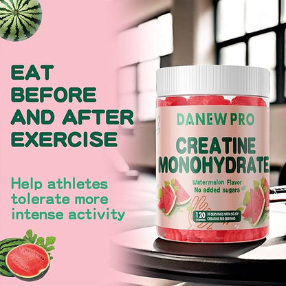 NSF Certified Creatine Gummy 5g - Creatine Monohydrate Gummies for Men & Women, Creatine Monohydrate for Muscle Strength, Muscle Builder, Energy Boost, Pre-Workout Supplement(120 Count)-Watermelon