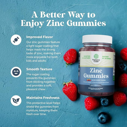 Extra Strength Zinc Gummies for Adults - Chewable Zinc Supplements for Women & Men for Energy & Immune Support - Vitamins & Mineral Supplements - 120 Count