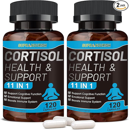 Cortisol Supplements for Women and Men, 11-in-1 Cortisol Manager,Cortisol Reducer with Ashwagandha, Rhodiola, L-Theanine, Hormone Balance, 240 Capsules (120-Day Supply)