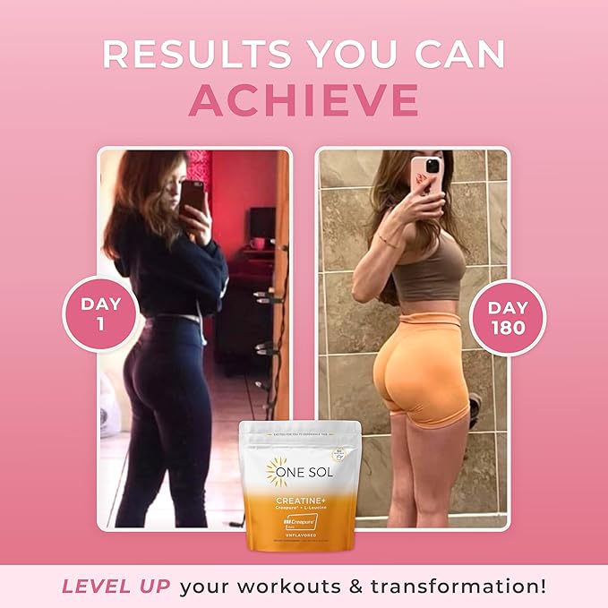 One Sol Creatine for Women, All Natural Women’s Creatine Powder w Creapure & Leucine, Increase Lean Muscle Mass, Reduce Recovery Time, Promotes Brain & Bone Health (Unflavored, 60 Servings)