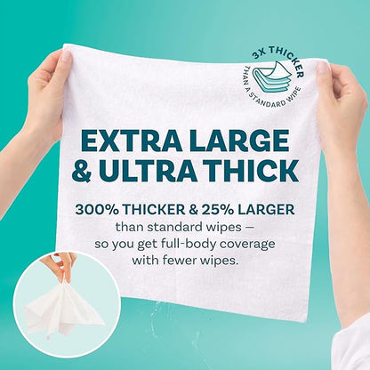 Extra Large Bath Wipes for Adults No Rinse - 80 Disposable Body Cleansing Cloths for Men, Women & Elderly - Great for Gym, Camping, Post Surgery