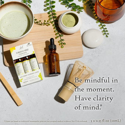 Bach Original Flower Remedies, Clarity Of Mind Trio Kit, For Focus & Mindfulness (Non-Alcohol Formula), Natural Homeopathic Flower Essence, Vegan, 3 x 10mL Droppers