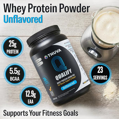 Unflavored Whey Protein Powder. 25g Protein Shake for Post Workout Recovery, Smoothie & Baking. Gluten & Sugar Free, Highly Kosher, Essential Amino Acids (5.5g BCAA, 2.7g Leucine), 1.65lbs 23 Servings