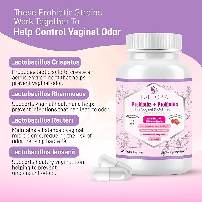 Probiotics for Women with Prebiotic Cranberry d Mannose Digestive Enzymes & Hibiscus 34 Strains 100 Billion CFU Feminine Care Supplement for Vaginal Gut Urinary Health and pH Balance Support