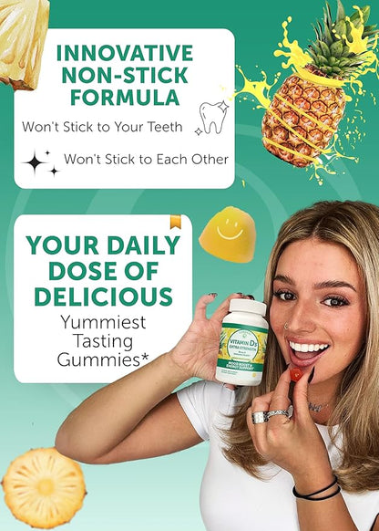 Lunakai USA Made Vitamin D3 Gummies 2000 IU - Non-GMO, Gluten-Free Vitamin D Gummies for Women & Men - Bone, Immune & Energy Support, 60ct, 3 Pack