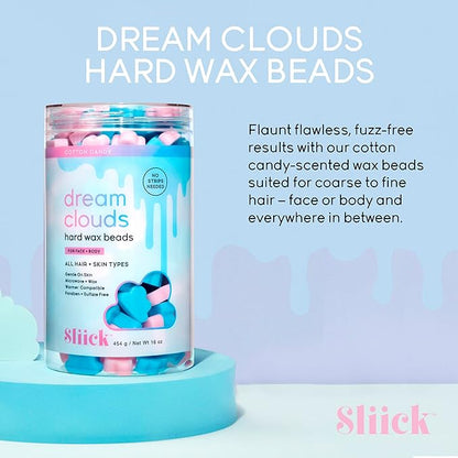 Sliick Hard Wax Beads for Hair Removal, Dream Clouds - DIY At-Home Wax Beads for Face, Body & Sensitive Skin, No-Strip Formula, 16 oz