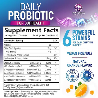 Probiotic Gummies - 6 Premium Probiotic Strains - Daily Gut Health Pro Biotic Gummy Supplement for Women, Men & Teens, Natural Digestive Health Support, “Good” Gut & Immune Support - 120 Gummies