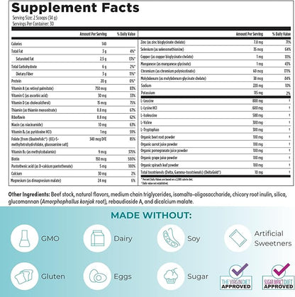 Reignite Wellness by JJ Virgin | Vanilla Paleo-Inspired All-in-One Shake | Gluten Free + Dairy Free Protein Powder | Contains 20G of Beef Protein with Vitamins, Minerals, Amino Acids | 30 Servings