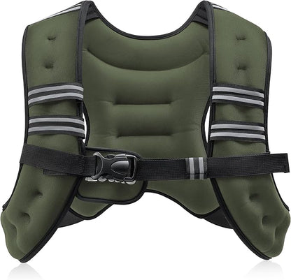 ZELUS Weighted Vest, 6lb/8lb/12lb/16lb/20lb/25lb/30lb Weight Vest with Reflective Stripe for Workout, Strength Training, Running, Fitness, Muscle Building, Weight Loss, Weightlifting