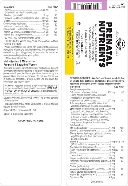 Prenatal Nutrients Solgar 120 Tabs