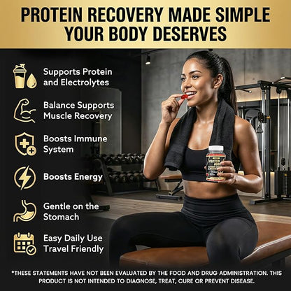 Whey Protein Gummies, 9g Protein per Serving, Easy to Take Snacks for Men & Women, Recovery + Supplement Gummies for Protein Boost, Muscle, Energy Support, Strawberry Flavor, 90 Gummies