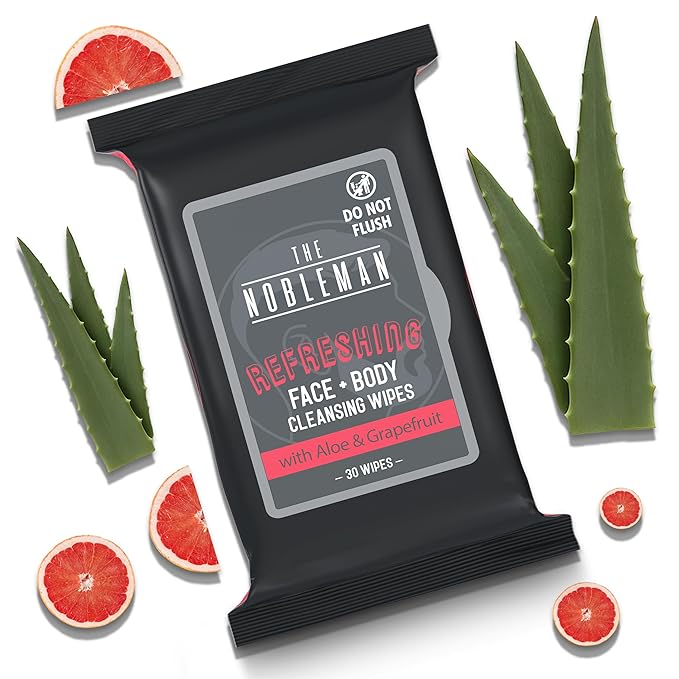 The Nobleman Men's Refreshing Face + Body Cleansing Wipes with Grapefruit - 30 count
