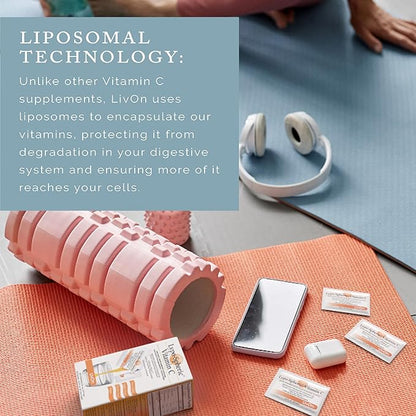LivOn Laboratories Lypo–Spheric Vitamin C – 6 Cartons (180 Packets) – 1,000 mg Vitamin C & 1,000 mg Essential Phospholipids Per Packet – Liposome Encapsulated for Improved Absorption – 100% Non–GMO