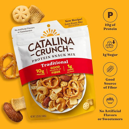 Catalina Crunch Protein Snack Mix - 10g Protein, 1g Sugar per Serving - Good Source of Fiber, Keto, Gluten Free - Traditional, 5.25 Ounce Bag (Pack of 4)
