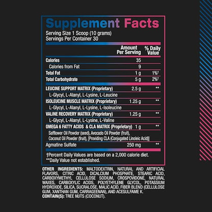BPI Sports Best BCAA Powder - Muscle Recovery Support - Branched Chain Amino Acids | Building Blocks of Protein and Muscle - Post Workout Recovery – Hydration - Blue Raspberry, 30 Servings