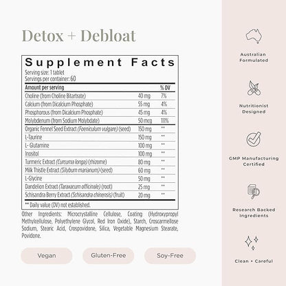 JSHealth Detox + Debloat. Bloating Relief for Women with Milk Thistle, Turmeric, and Fennel. Liver Health and Gut Support. Nutritionist-Formulated (60 Tablets, Pack of 2)